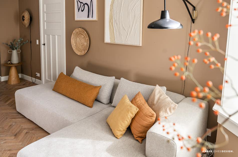 modulaire bank van 4x6 sofa in de kleur lichtgrijs